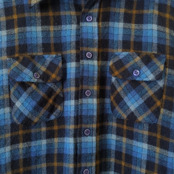 Kingsfield 90's Vintage Plaid Wool Blend Long Sleeve Button Down Shirt Blue L - Picture 7 of 12